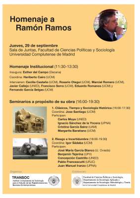 Homenaje a nuestro compañero Ramón Ramos Torre. 29 de septiembre 2022. Sala de Juntas de la Facultad de Ciencias Políticas y Sociología